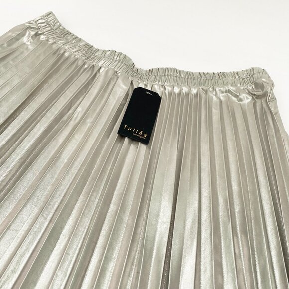 Tulle’a | Pleated Metallic Midi Skirt | NWT - Picture 4 of 11